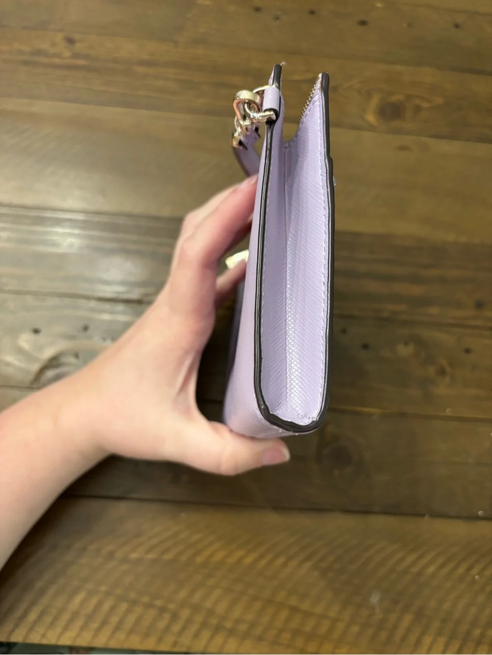 Kate Spade Lavender Zip Wristlet Clutch with Gold Hardware